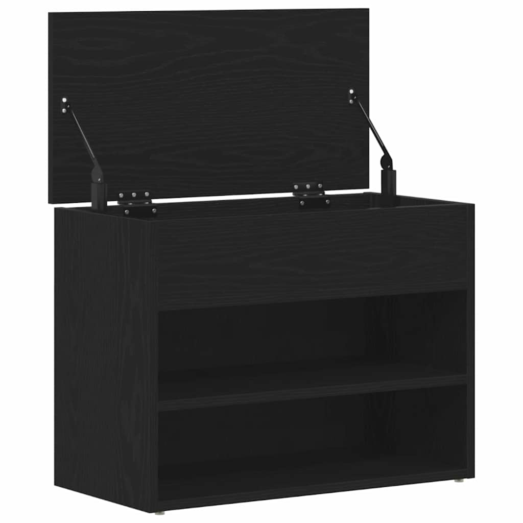 Skobenk med hylle Svart Eik 60 x 30 x 45 cm Konstruert tre