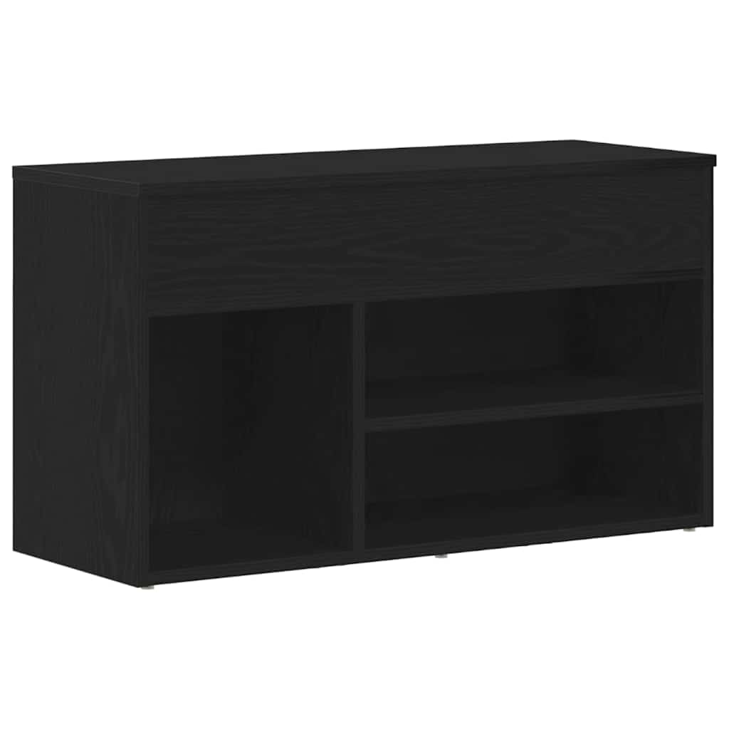 Skobenk med hylle Svart Eik 80 x 30 x 45 cm Konstruert tre