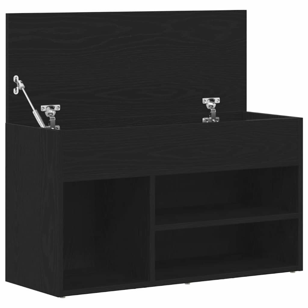 Skobenk med hylle Svart Eik 80 x 30 x 45 cm Konstruert tre