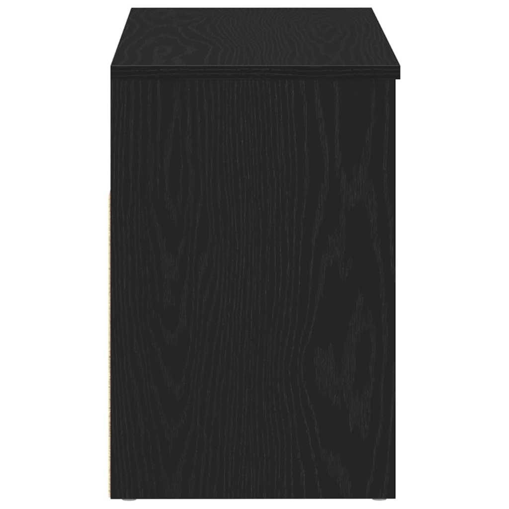 Skobenk med hylle Svart Eik 80 x 30 x 45 cm Konstruert tre