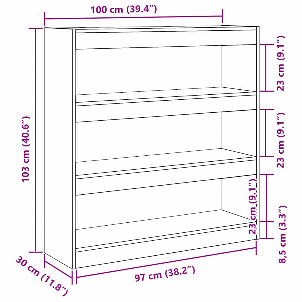 Bokskap artisan eik 100 x 30 x 103 cm Konstruert tre