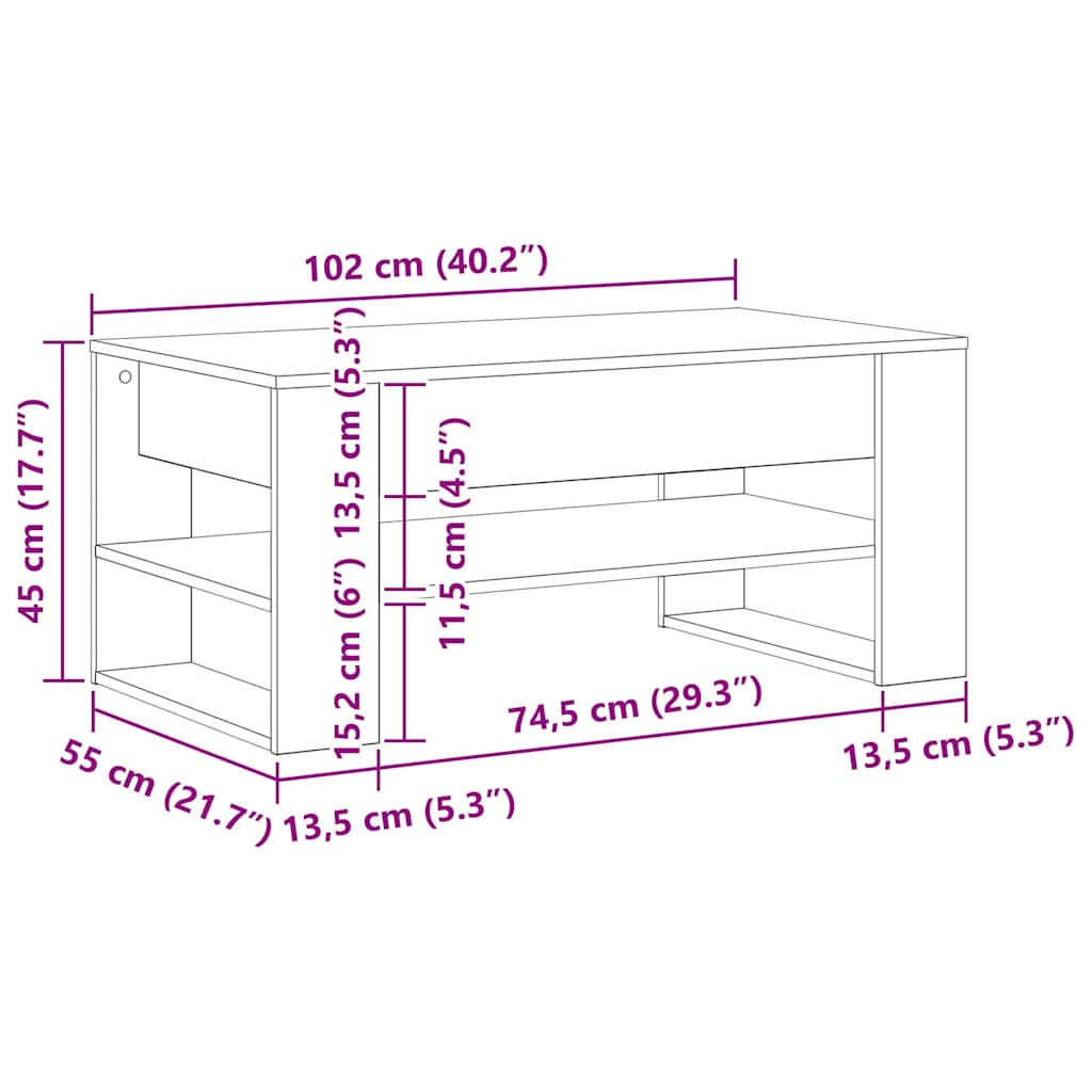 Kaffebord Gamle tre 102 x 55 x 45 cm Konstruert tre