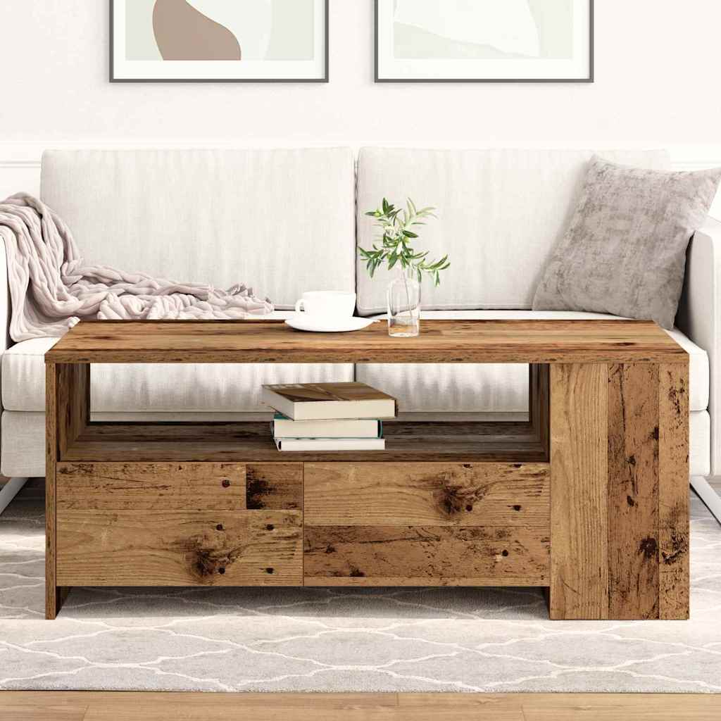 Kaffebord med skuff Gamle tre 102 x 55 x 43,5 cm Konstruert tre