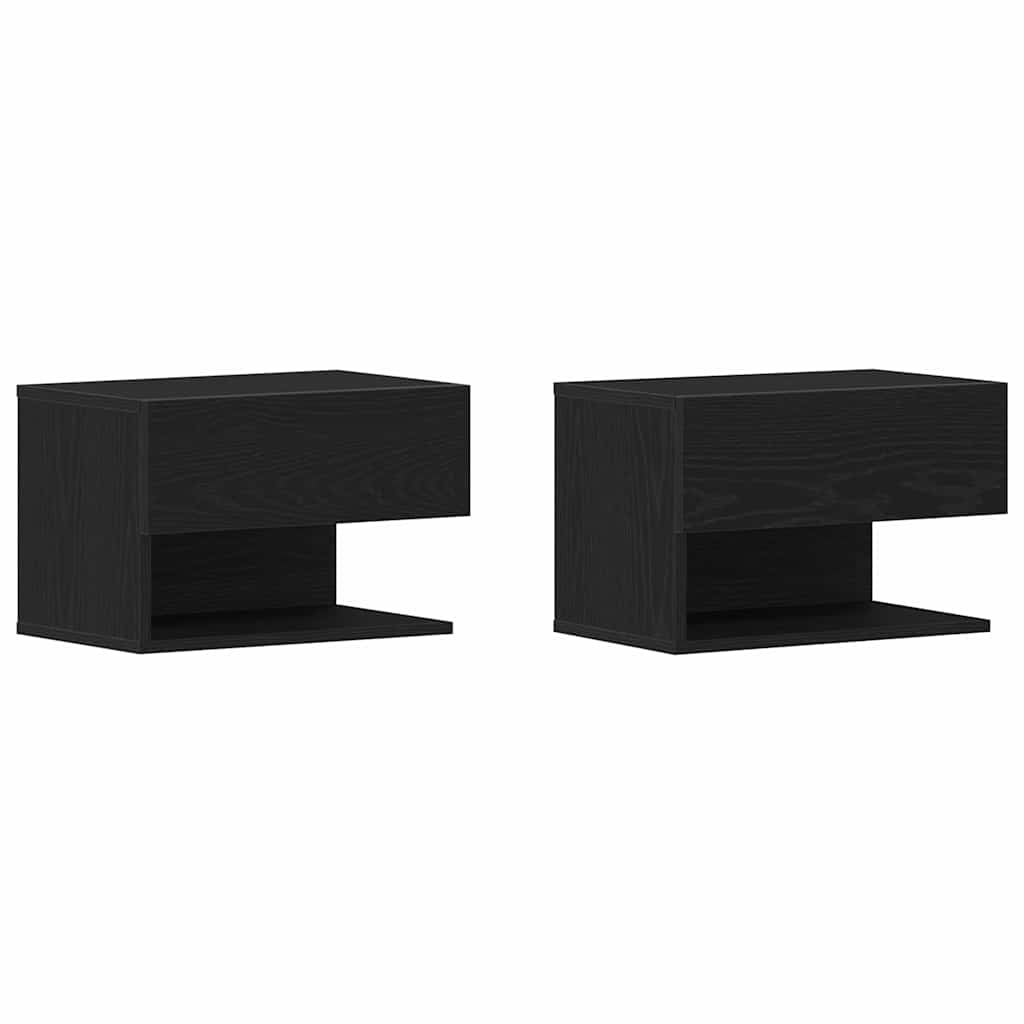 Nattbordskap 2 pcs Svart Eik 46 x 30 x 30 cm Konstruert tre