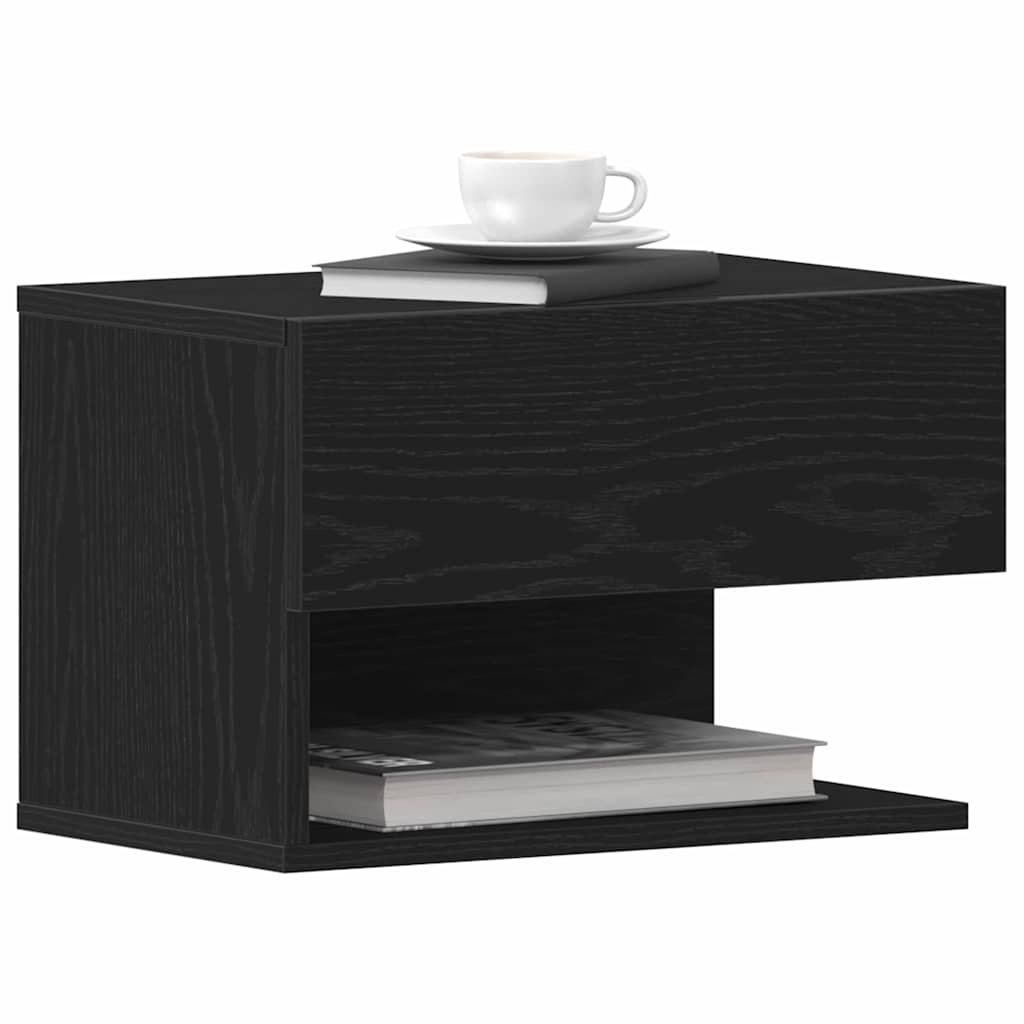 Nattbordskap 2 pcs Svart Eik 46 x 30 x 30 cm Konstruert tre