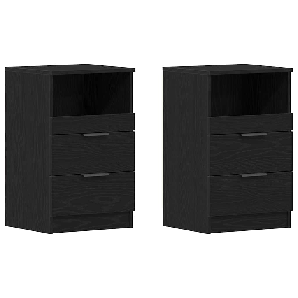 Nattbordskap 2 pcs Svart Eik 40 x 35 x 65 cm Konstruert tre