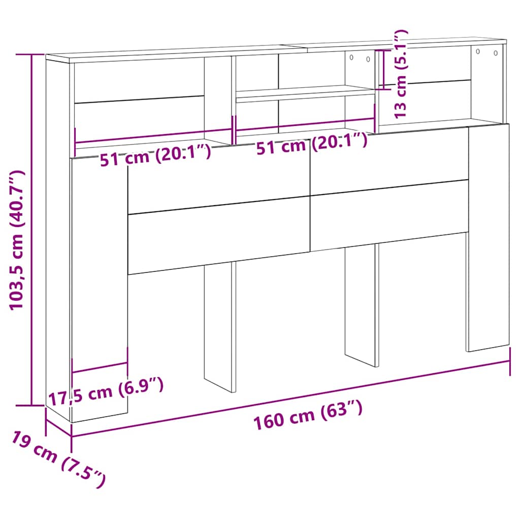 Hodegavlskap Svart Eik 160 x 19 x 103,5 cm Konstruert tre