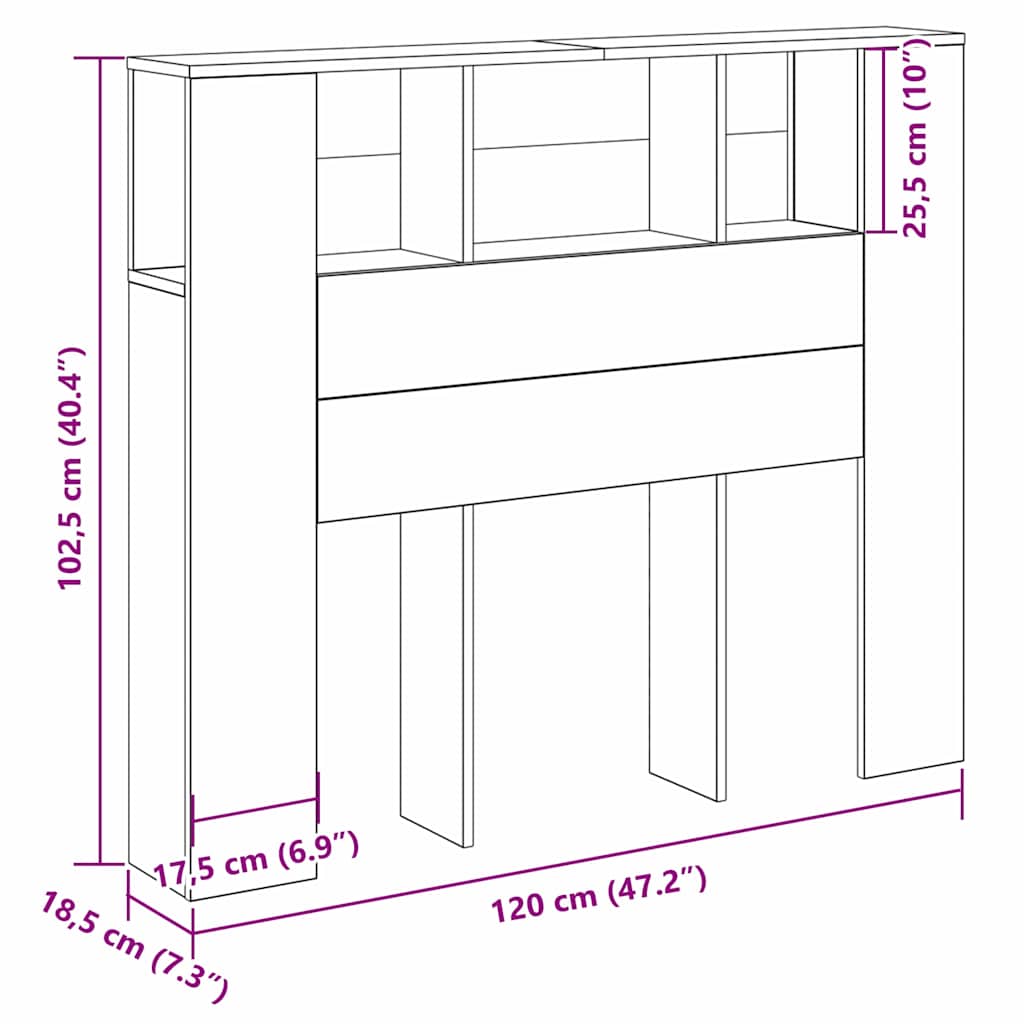 Hodegavlskap Svart Eik 120 x 18.5 x 102.5 cm Konstruert tre