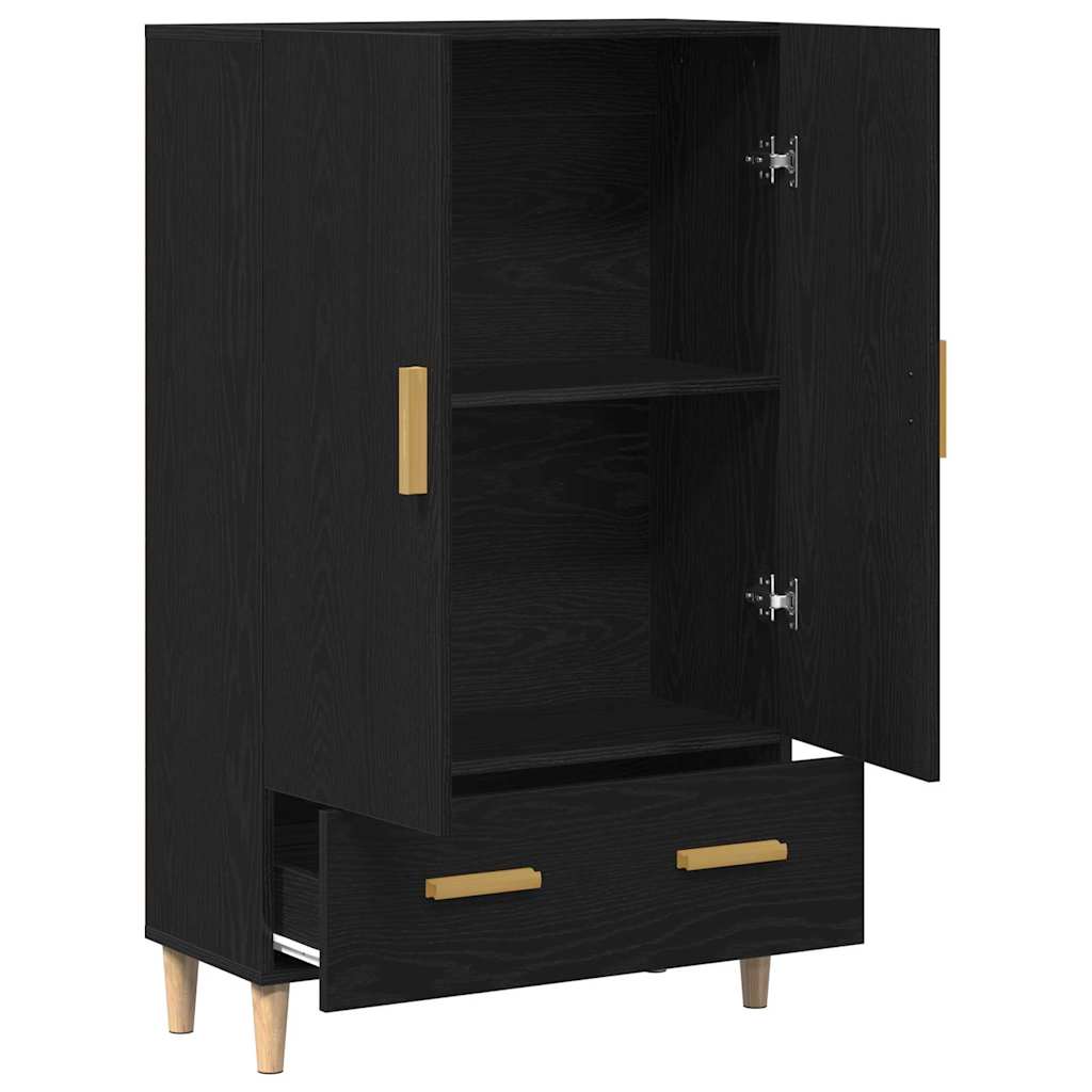 Høyskap med skuff Svart Eik 70 x 31 x 115 cm Konstruert tre