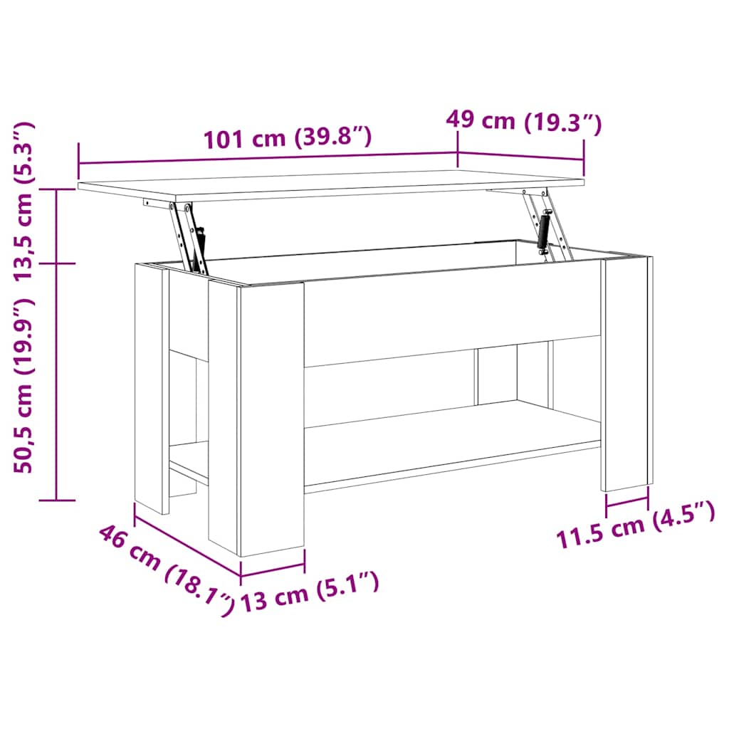 Kaffebord Svart eik 101 x 49 x 52 cm Konstruert tre