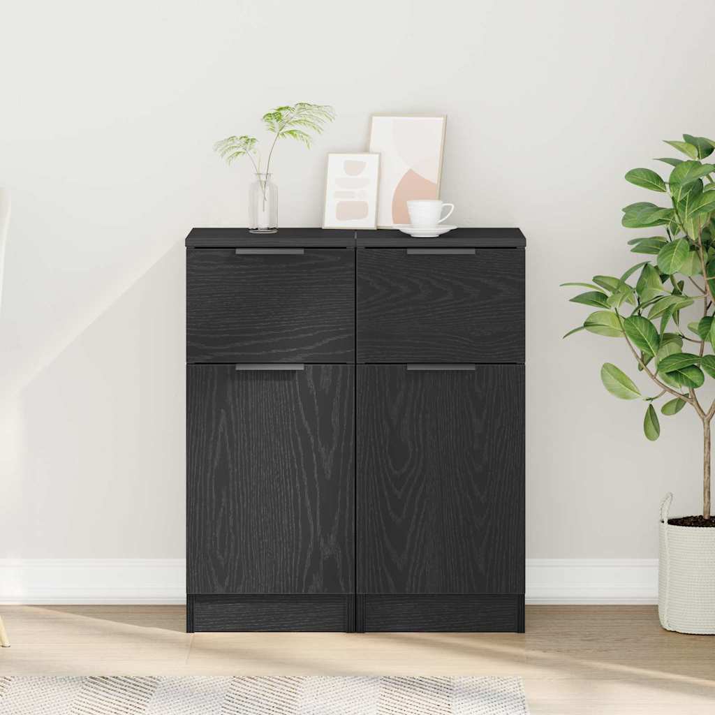 Serviesskap 2 pcs Svart Eik 30 x 30 x 70 cm Konstruert tre