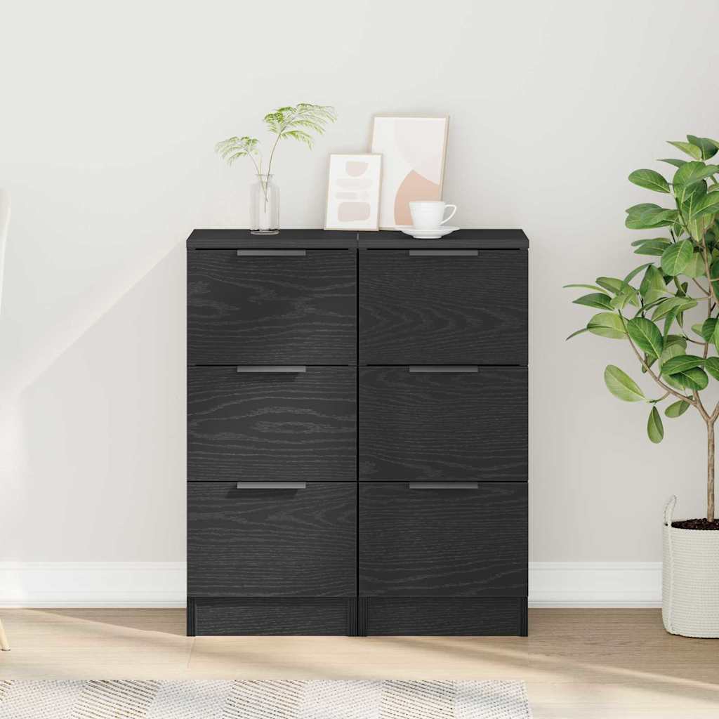 Serviesskap 2 pcs Svart Eik 30 x 30 x 70 cm Konstruert tre