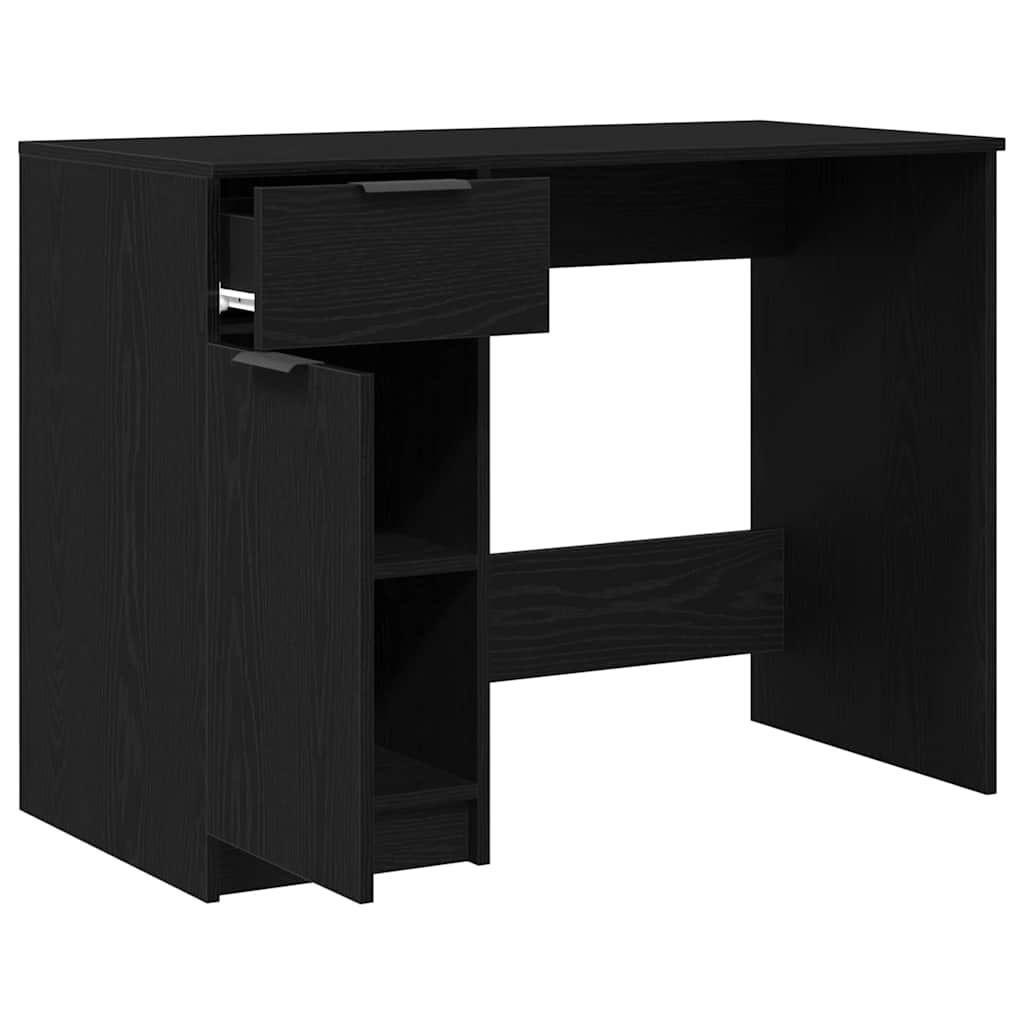 Skrivebord med skuff Svart Eik 100 x 50 x 75 cm Konstruert tre
