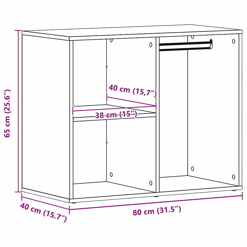 Kosmetisk skap Svart Eik 80 x 40 x 65 cm Konstruert tre