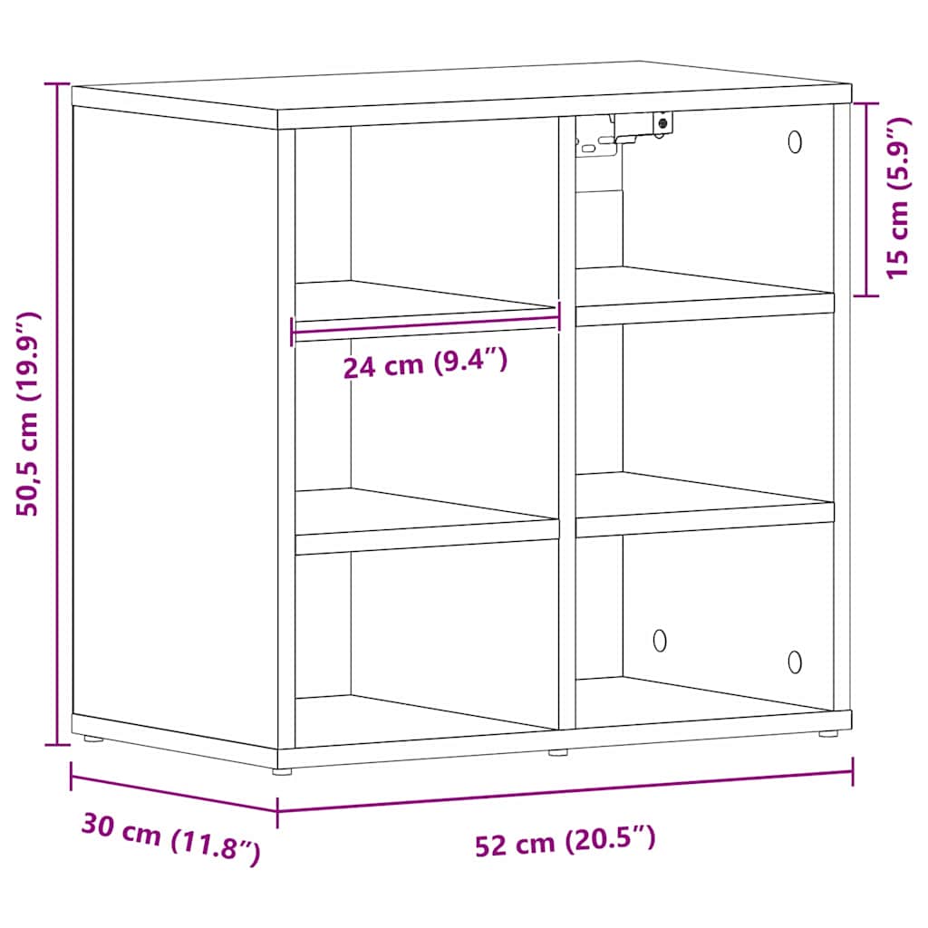 Sko Skap med hylle Svart Eik 52 x 30 x 50,5 cm Konstruert tre
