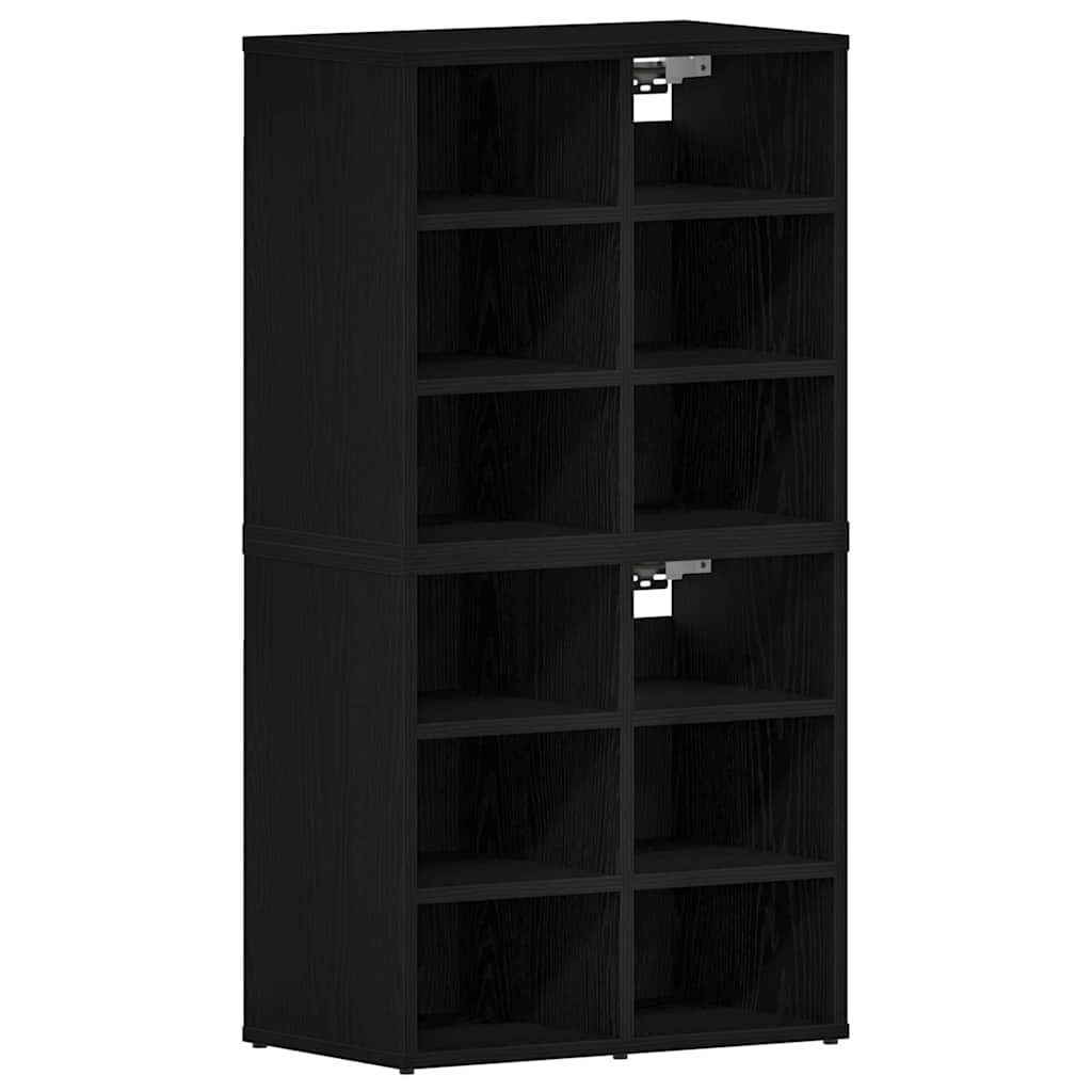Sko Skap 2 pcs Svart Eik 52 x 30 x 50,5 cm Konstruert tre