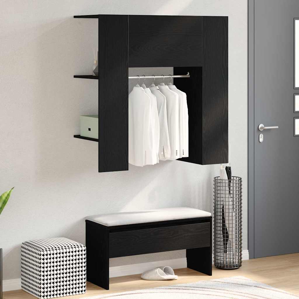 Gangskap med hylle Svart Eik 97,5 x 37 x 99 cm Konstruert tre