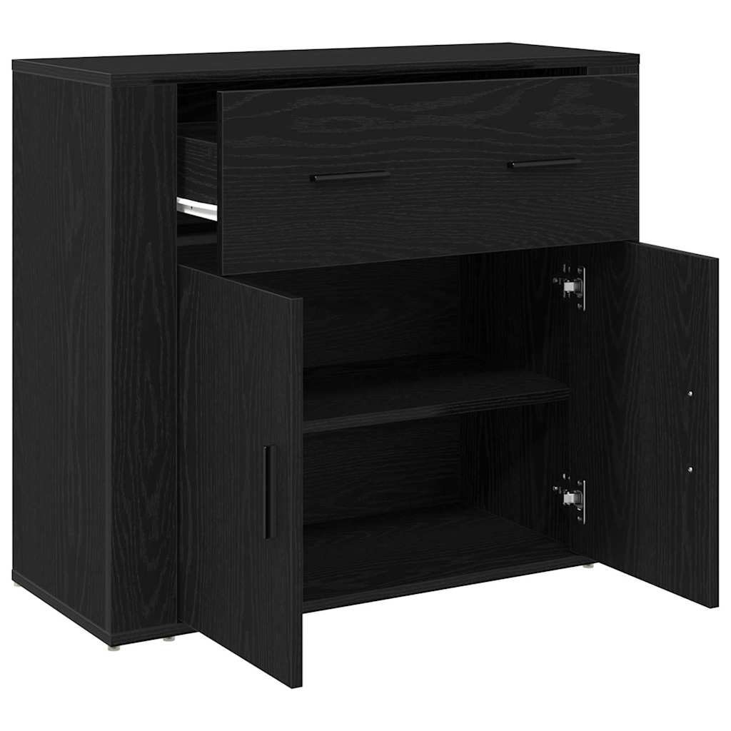 Serviesskap med skuff Svart Eik 80 x 33 x 70 cm Konstruert tre