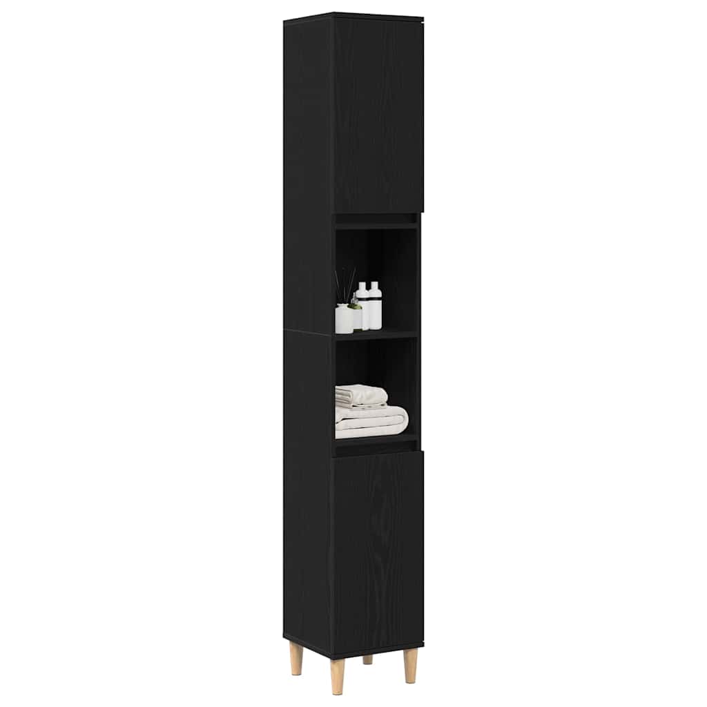 Baderomsskap med dør Svart Eik 30 x 30 x 190 cm Konstruert tre
