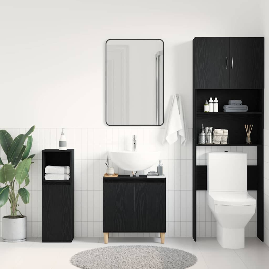 Baderomsvaskeskap Svart Eik 58 x 33 x 60 cm Konstruert tre