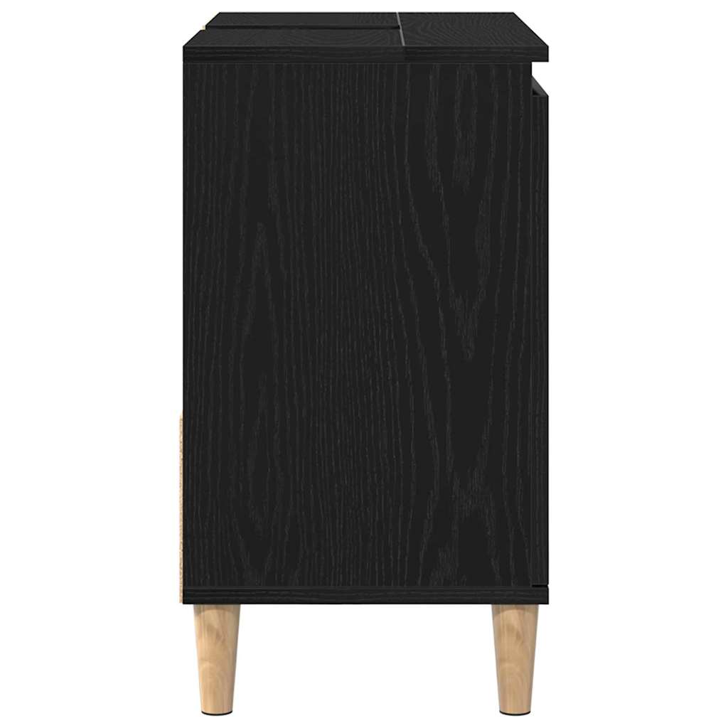 Baderomsskap med skuff Svart Eik 65 x 33 x 60 cm Konstruert tre