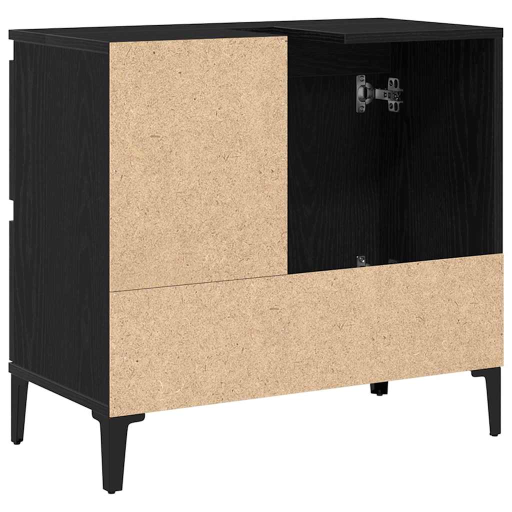 Baderomsskap med skuff Svart Eik 65 x 33 x 60 cm Konstruert tre