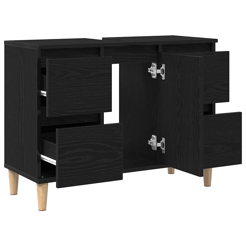 Baderomsvaskeskap Svart Eik 80 x 33 x 60 cm Konstruert tre