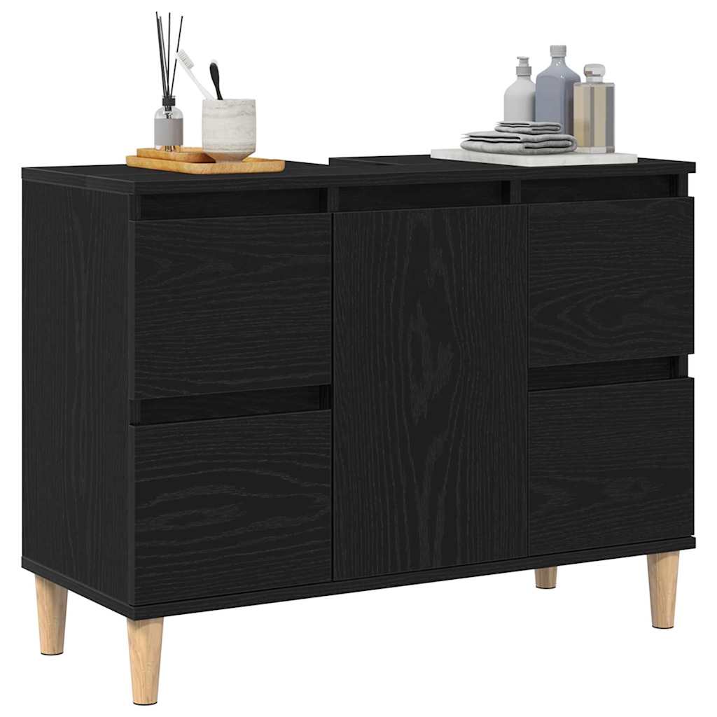 Baderomsvaskeskap Svart Eik 80 x 33 x 60 cm Konstruert tre