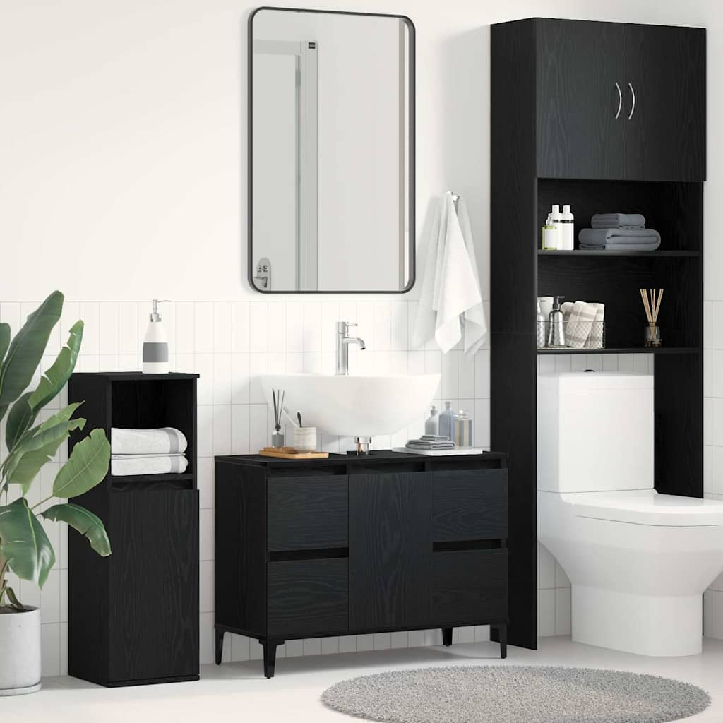 Baderomsvaskeskap Svart Eik 80 x 33 x 60 cm Konstruert tre