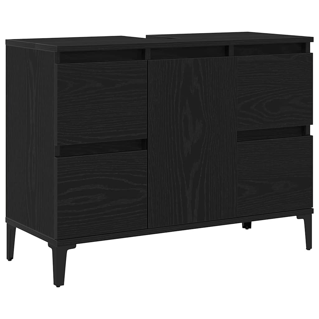 Baderomsvaskeskap Svart Eik 80 x 33 x 60 cm Konstruert tre