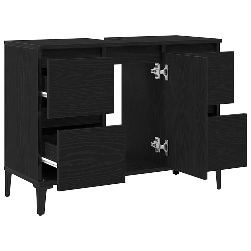 Baderomsvaskeskap Svart Eik 80 x 33 x 60 cm Konstruert tre