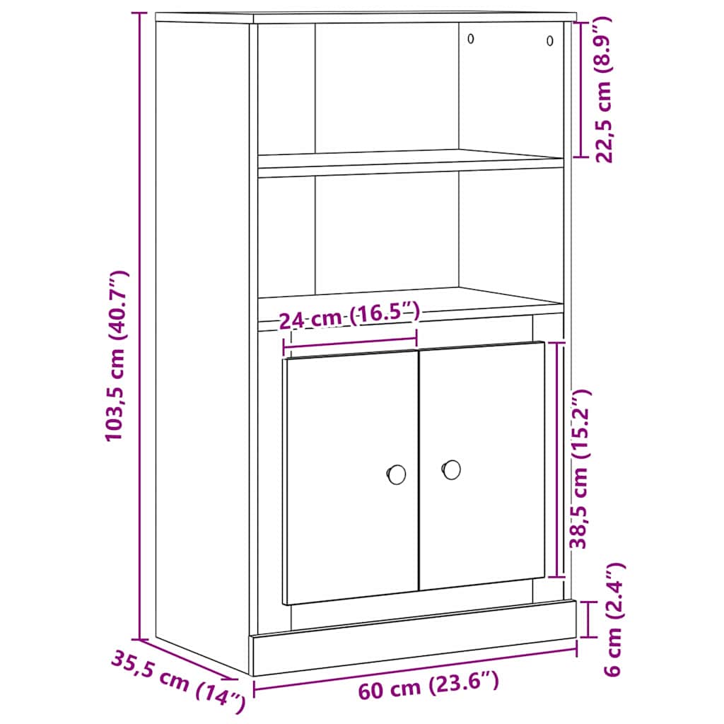 Høybord Svart Eik 60 x 35.5 x 103.5 cm Konstruert tre