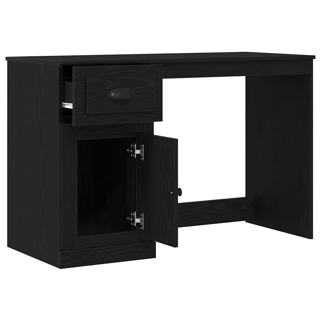 Skrivebord med skuff Svart Eik 50 x 115 x 75 cm Konstruert tre