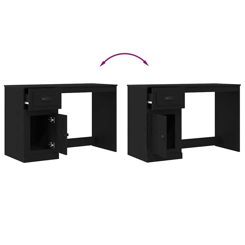 Skrivebord med skuff Svart Eik 50 x 115 x 75 cm Konstruert tre