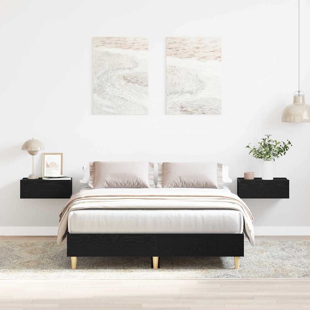 Sengestamme Svart Eik 193 x 143 x 25 cm Konstruert tre