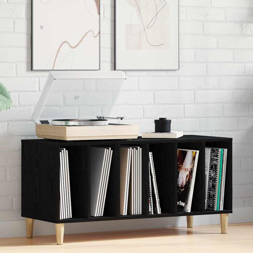 Plateskap med hylle Svart Eik 100 x 38 x 48 cm Konstruert tre