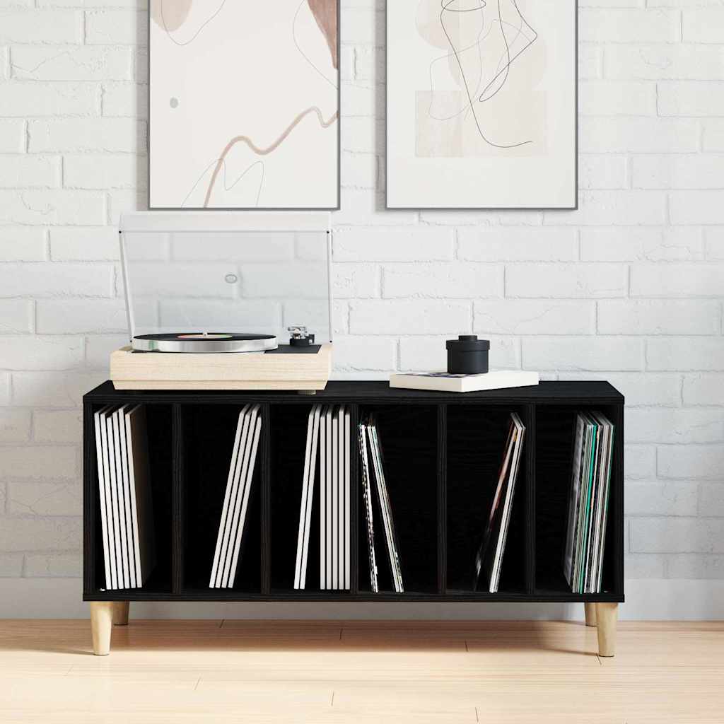 Plateskap med hylle Svart Eik 100 x 38 x 48 cm Konstruert tre