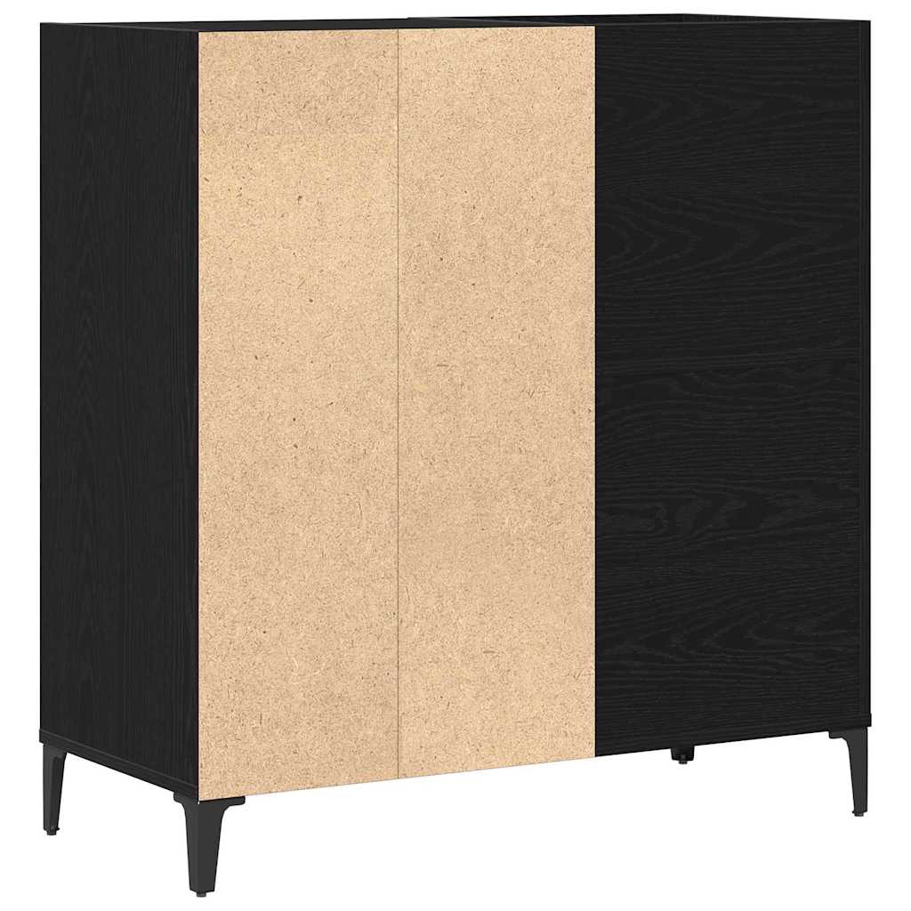 Plateskap med hylle Svart Eik 84,5 x 38 x 89 cm Konstruert tre