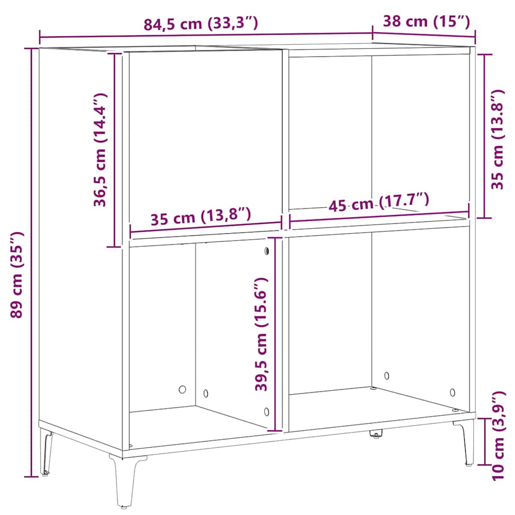 Plateskap med hylle Svart Eik 84,5 x 38 x 89 cm Konstruert tre