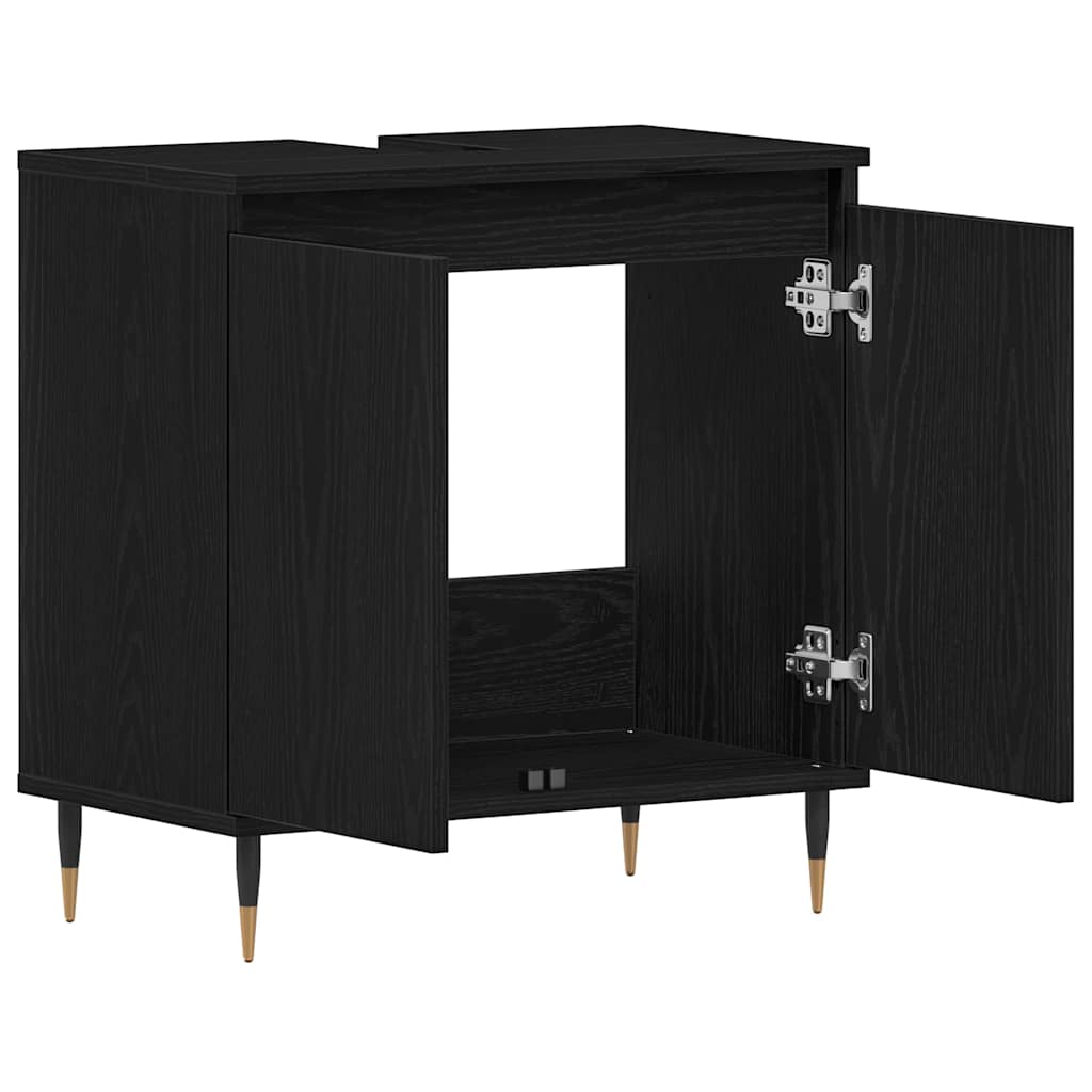 Baderomsvaskeskap Svart Eik 58 x 33 x 60 cm Konstruert tre