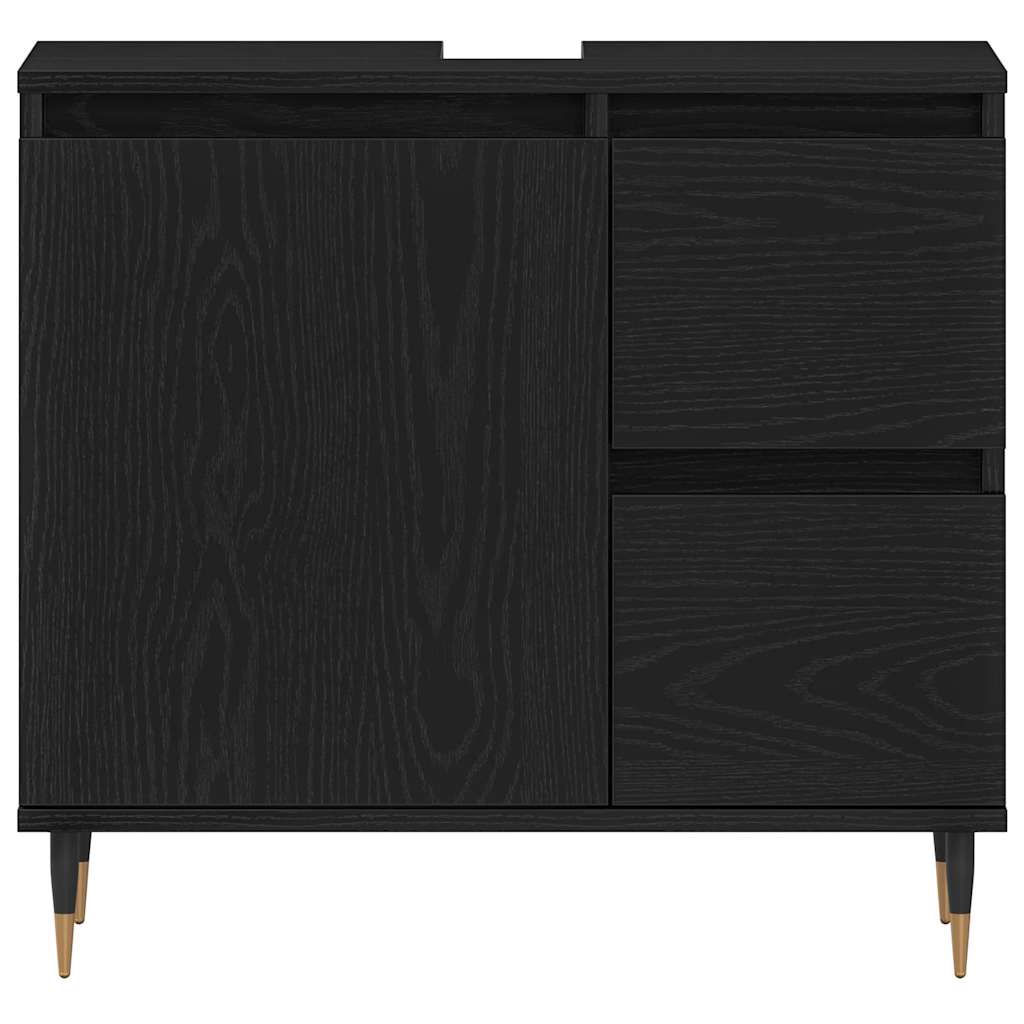Baderomsskap med skuff Svart Eik 65 x 33 x 60 cm Konstruert tre