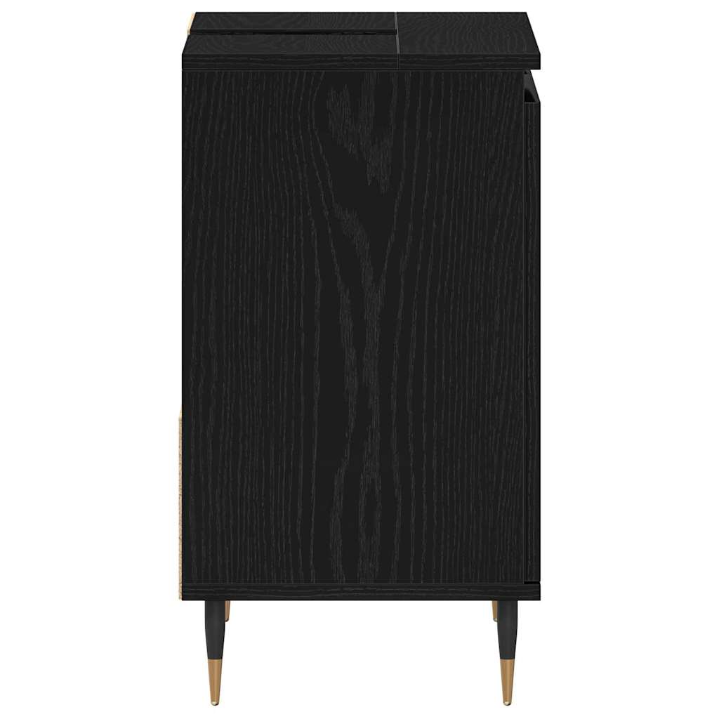 Baderomsskap med skuff Svart Eik 65 x 33 x 60 cm Konstruert tre