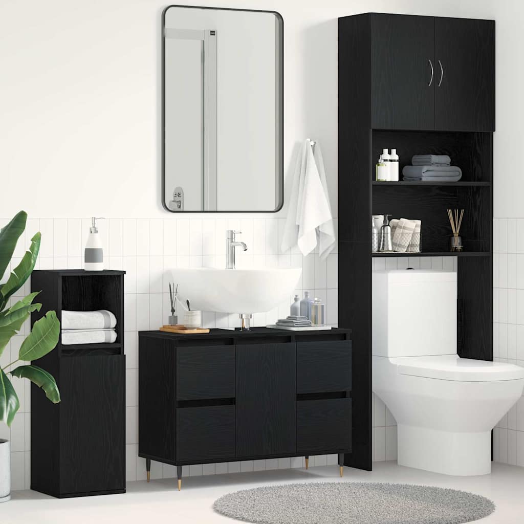 Baderomsvaskeskap Svart Eik 80 x 33 x 60 cm Konstruert tre
