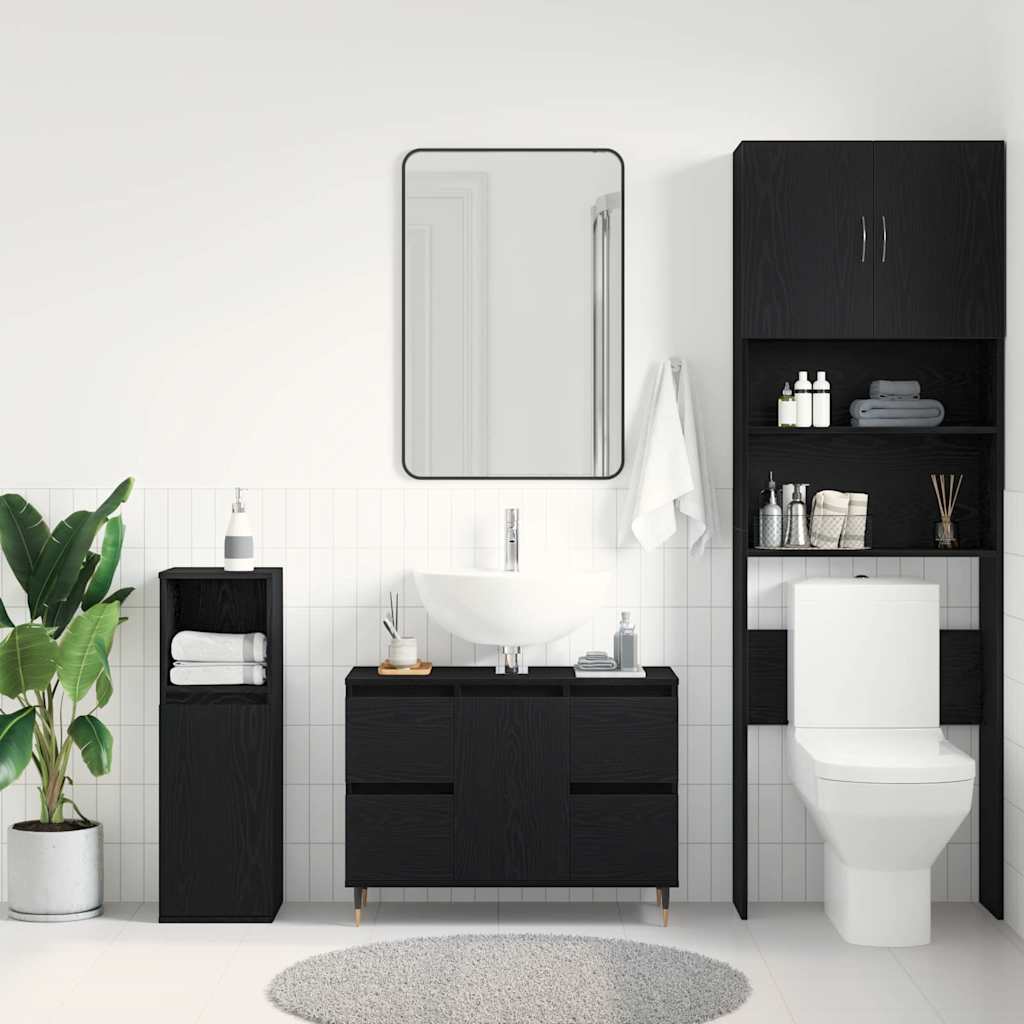 Baderomsvaskeskap Svart Eik 80 x 33 x 60 cm Konstruert tre