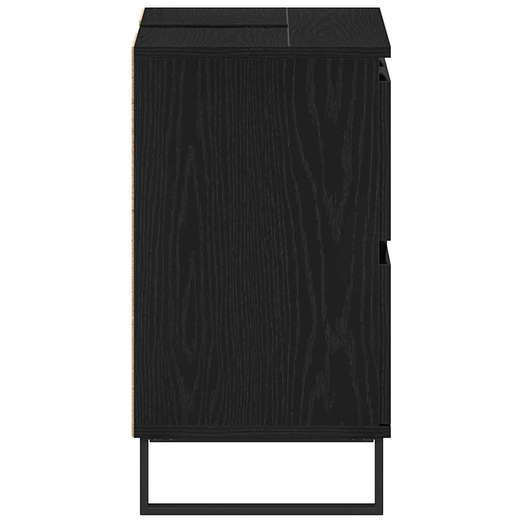Baderomsskap med skuff Svart Eik 80 x 33 x 60 cm Konstruert tre