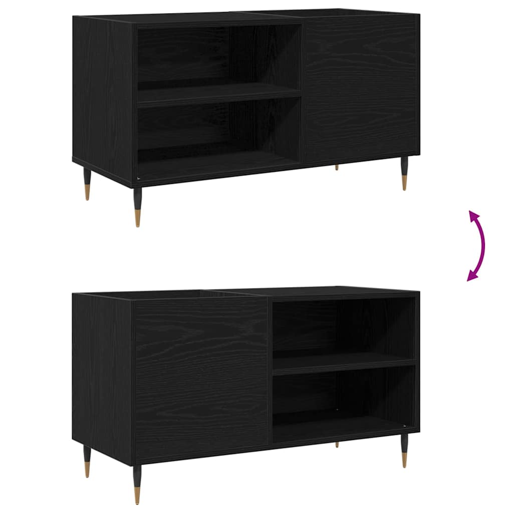 Plateskap med hylle Svart Eik 85 x 38 x 48 cm Konstruert tre