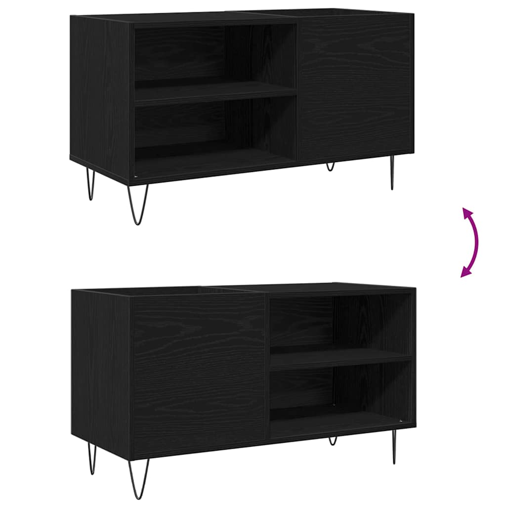 Plateskap med hylle Svart Eik 85 x 38 x 48 cm Konstruert tre