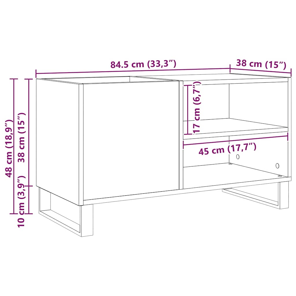 Plateskap med hylle Svart Eik 85 x 38 x 48 cm Konstruert tre