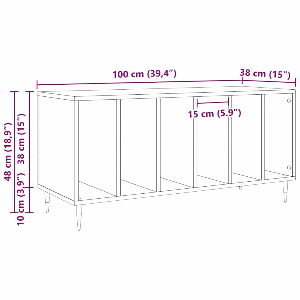 Plateskap med hylle Svart Eik 100 x 38 x 48 cm Konstruert tre