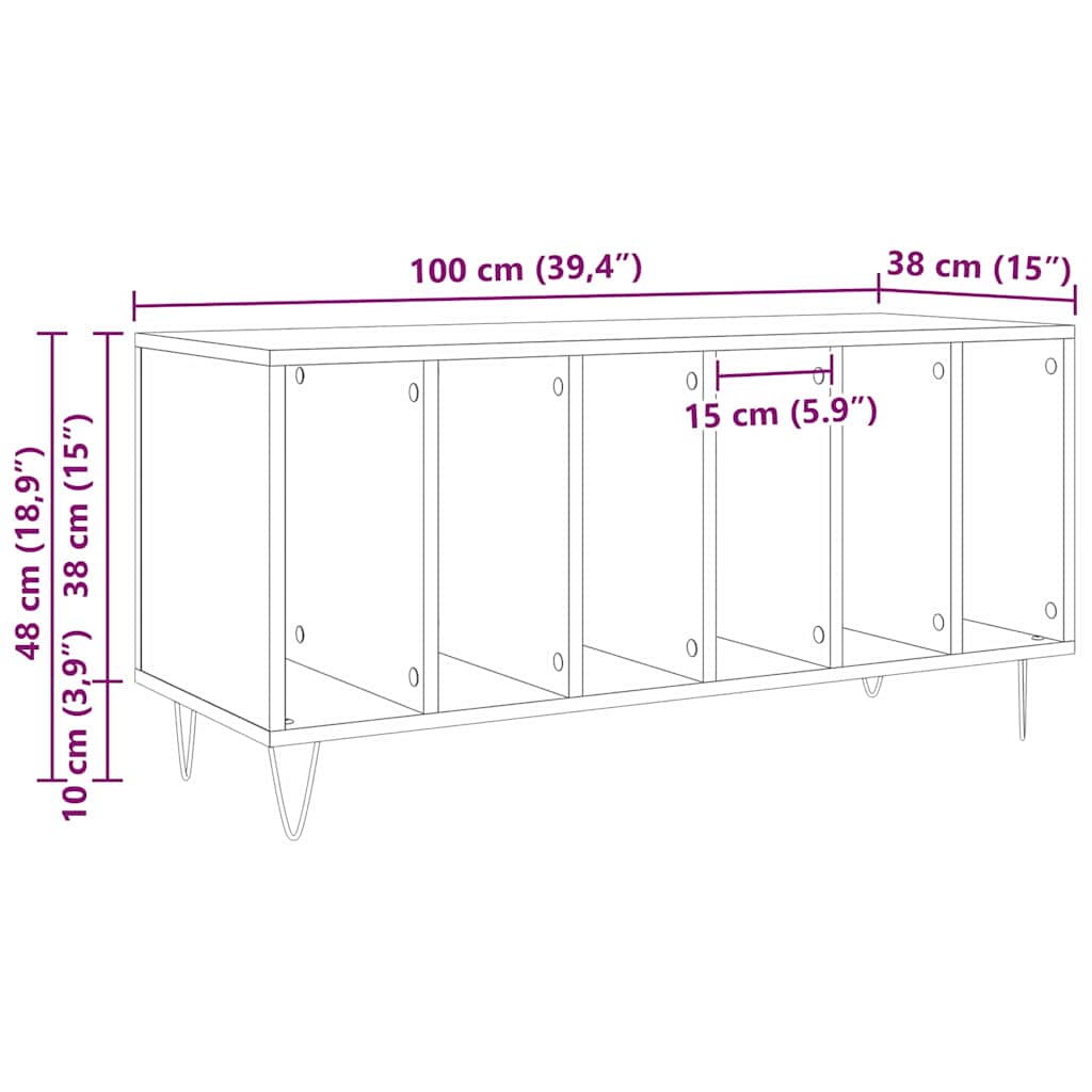 Plateskap med hylle artisan eik 100 x 38 x 48 cm Konstruert tre